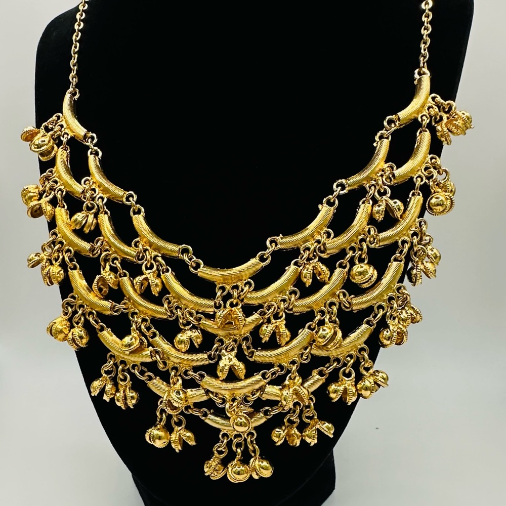 Goldtone Egyptian Style Bib Collar Necklace